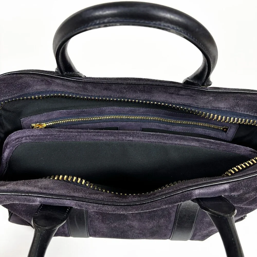 TOM FORD Men's Buckley Briefcase Suede Weekend Bag Plum